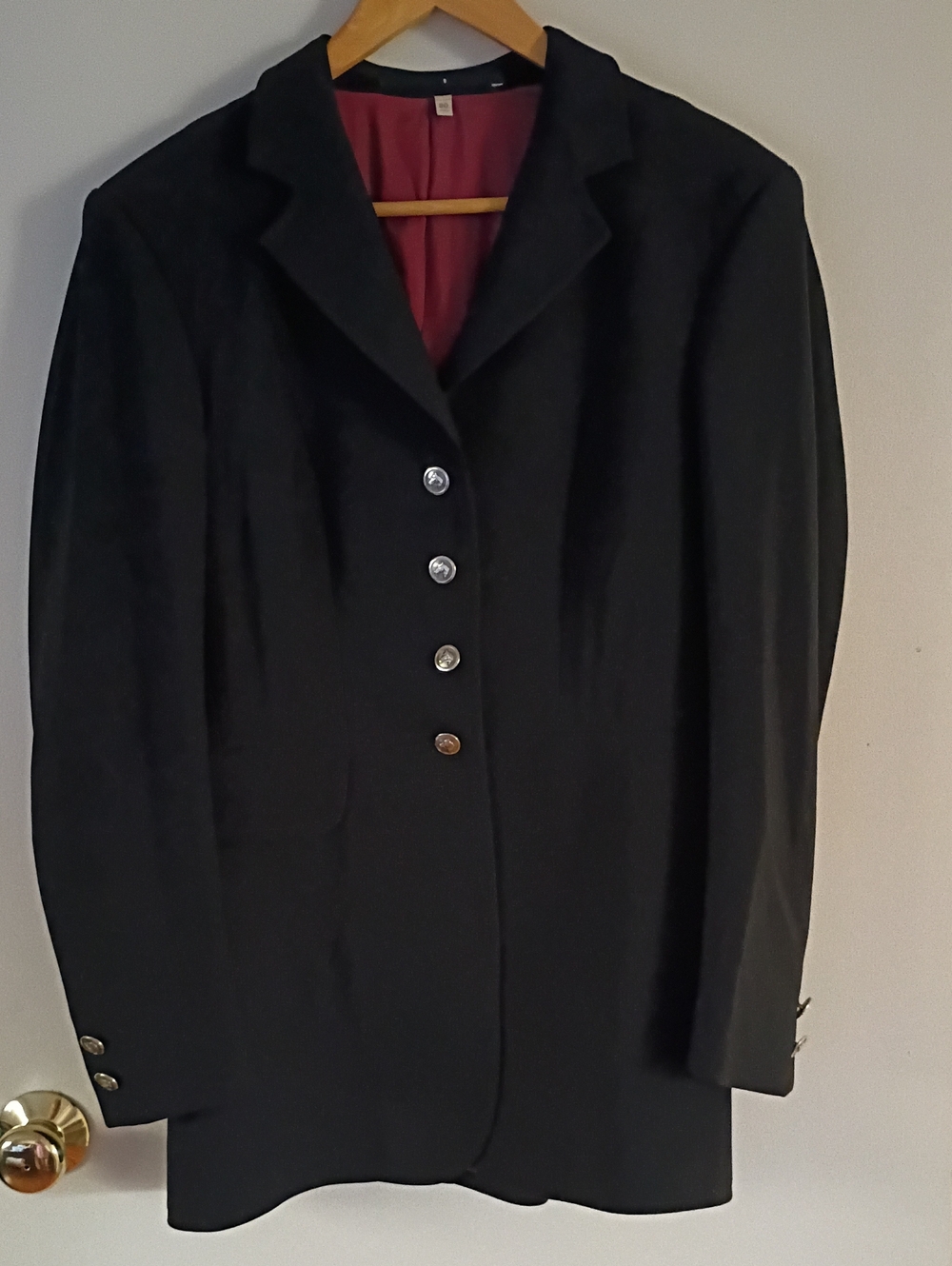 Golden Dress Equestrian Show Coat with Burgundy Silk Lining